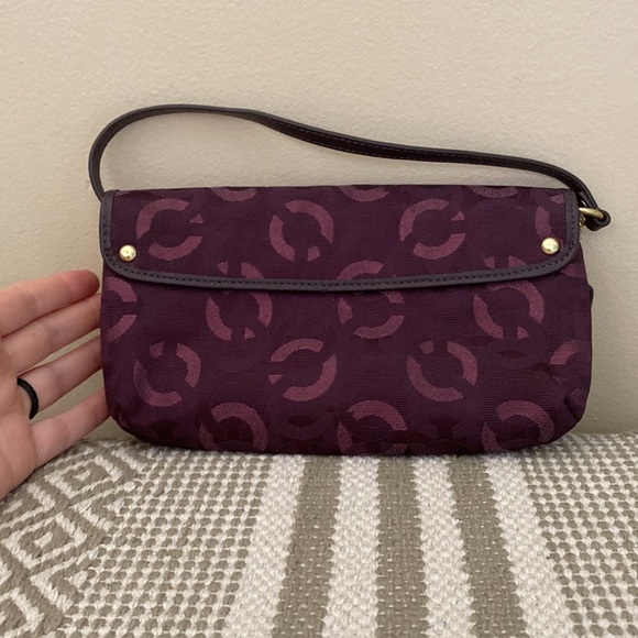 Coach Kristen Gunmetal Purple Chain Link Large Wristlet Clutch 46367 preppy - Picture 8 of 15